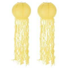 2Pcs 31x10in Jellyfish Paper Lantern, Yellow
