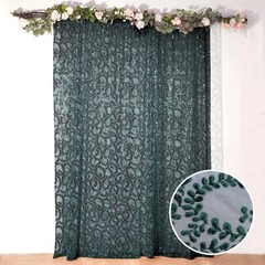 8ft x 8ft HUNTER GREEN Tulle Backdrop CURTAIN Drape Panel Embroidered Sequins