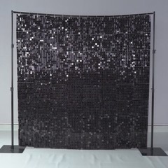 Black Shimmer Sequin Wall Backdrop for Party – 24 pcs (12″x12″)