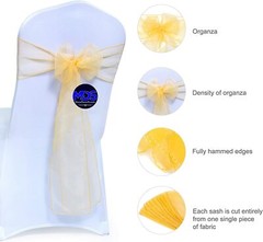 Mds Pack Of 25 Organza Chair Sash Bow Sashes For Wedding And Events Supplies