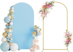 7.2 FT Wedding Arch Backdrop Stand and White Arch Cover Metal Arch Stand