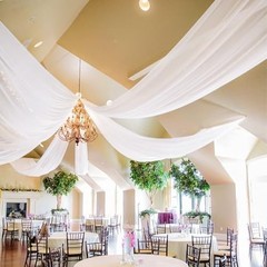 White Sheer Chiffon Ceiling Drapes for Wedding Arch Party Stage Decor