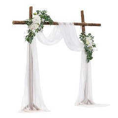 Uimoso Artificial Wedding Arch Flowers Kit White With 2 Pcs Flowers 1 Pcs Drapes