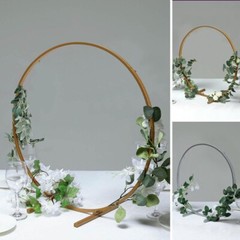 24-Inch Round Metal FLORAL HOOP STANDING WREATH RING Centerpiece Party Supplies