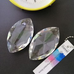 10Pcs 60mm Clear K9 Crystal Horse-Eye Drop Prism Pendant Lamp Lighting Parts
