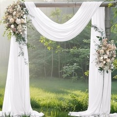 Wedding Arch Draping Fabric 29″ x 20Ft Sheer Drapes Fabric Gauze 1 White