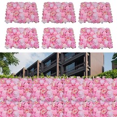 6 Pcs Wedding Flower Wall Panel Floral Backdrop Silk Rose Wall 40*60cm Dark Pink