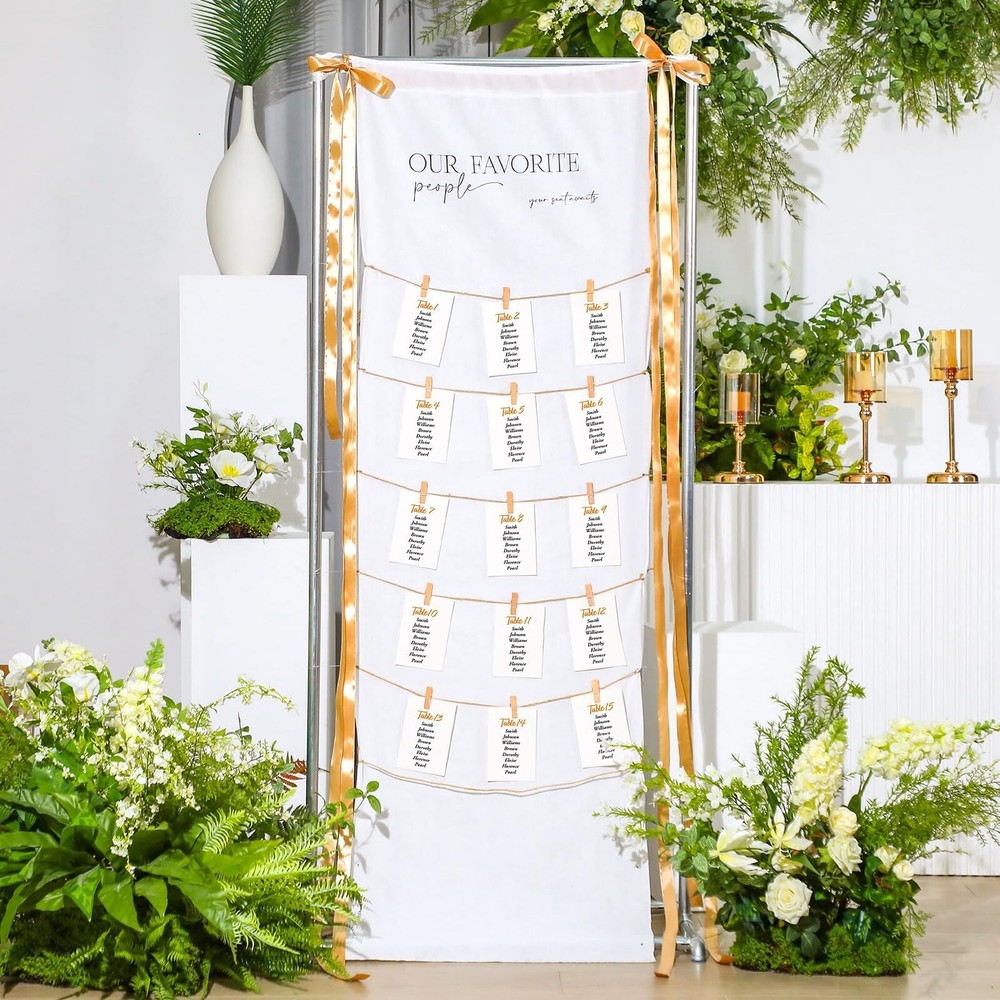 Wedding Seating Chart Board Display 76″x24″ Linen Fabric Wedding Seating Char…