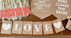 Rustic Wedding Decorations (used)- 18 Piece Lot- Burlap/Hand Made/Antique
