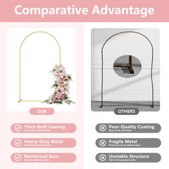 Metal Arch Backdrop Stand, 6FT+5FT+4FT Wedding Arch Frame, Gold Wedding Arch Bac