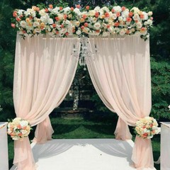10ft Dual Layer Pole Wedding Backdrop Stand Adjustable Flower Canopy Background