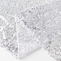 2 SILVER 8ft x 2ft Sequined Backdrop Curtain with Rod Pockets Wedding