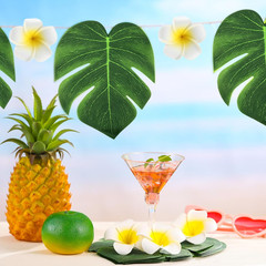 60 Pcs Tropical Party Decor Supplies 30 Pcs 8″ Fak Monstera Leaves 30 Pcs 2.75″