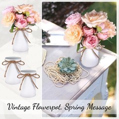 16 Farmhouse Vase Galvanized Metal 4.33 inch Decor Vintage Flower Vase WEDDING