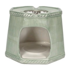 Vintage Ceramic Candle Shade Tealight Luminary Green Ivy Leaf Cottage Decor NIB