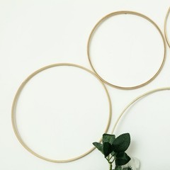 5 pcs Light Brown Round Natural Wood Floral Hoops Wreaths Rings Set Decorations