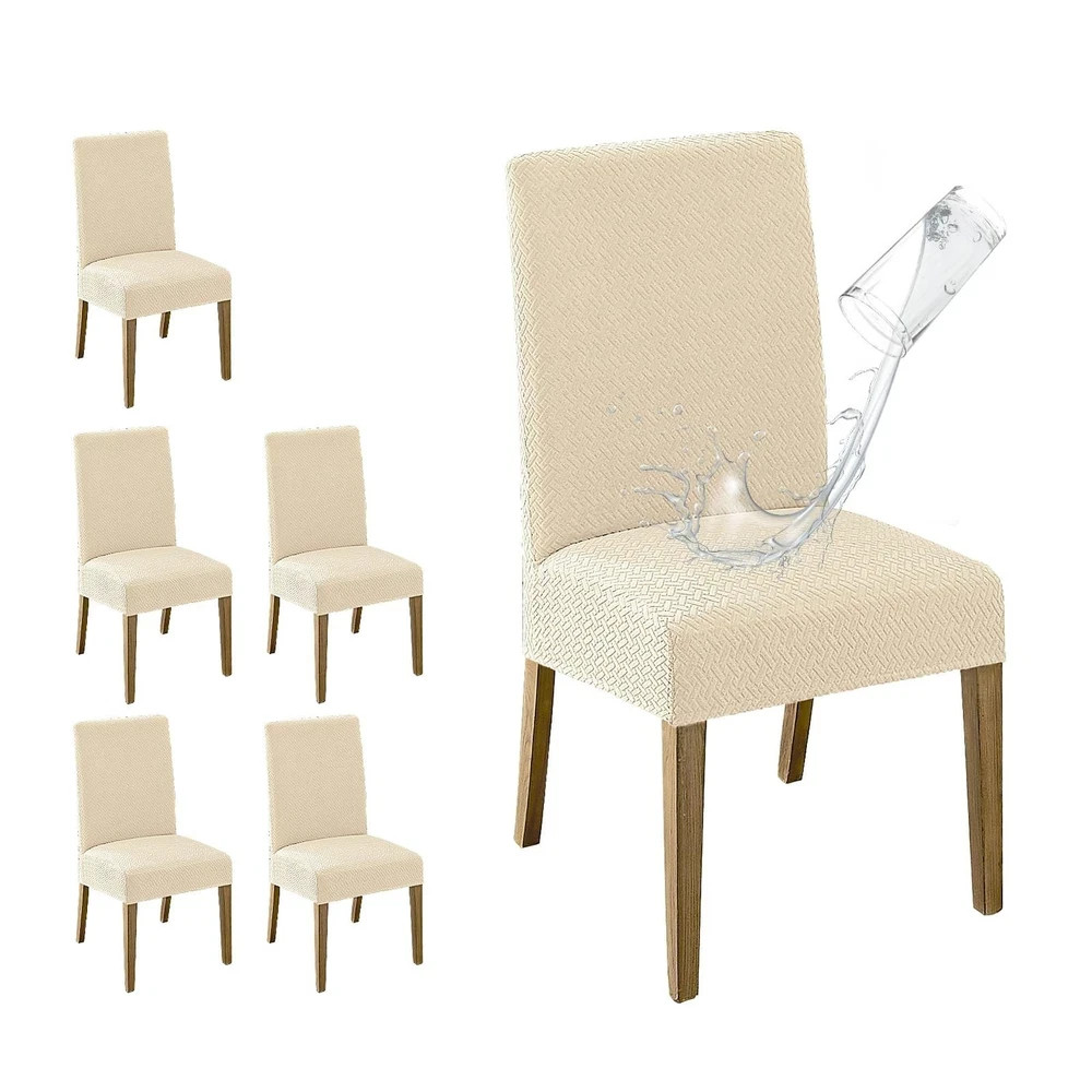 MOSAYT 100% Waterproof Dining Room Chair Covers Set of 6, Super Fit Stretch J…