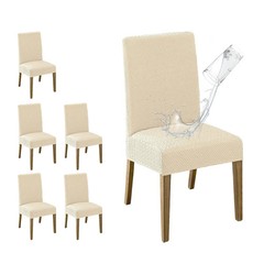 MOSAYT 100% Waterproof Dining Room Chair Covers Set of 6, Super Fit Stretch J…