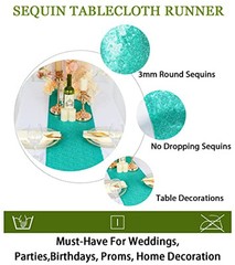 12×108-Inch Sequin Table Runner Teal 1 Piece Table Runner Wedding Halloween