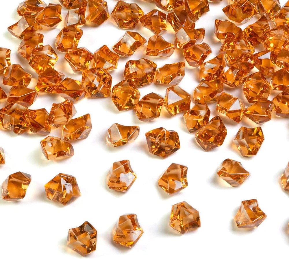 15 OZ Amber Fake Acrylic Ice Rocks Crystal Cube Stones Fake Diamonds for Glass V