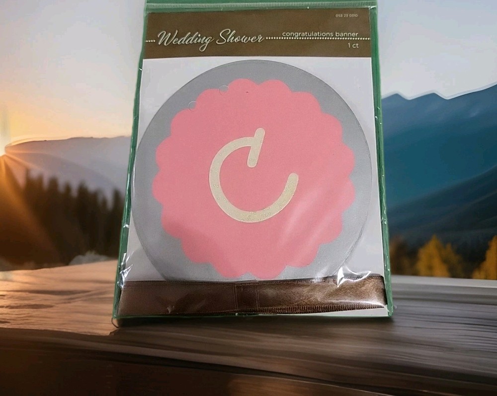 Gartner Studios Wedding Shower Congratulations Banner Pink Silver 5″ Circles NEW