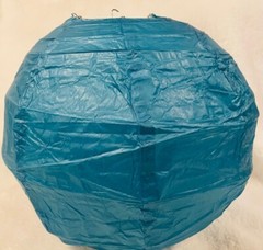 Set 0f 6 20 inch Japanese Chinese Paper Wired Lanterns With Expander Blue
