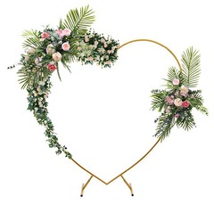 210cm(6.89ft) Heart Shaped Gold Metal Balloon Arch Stand Frame Display Kit Love