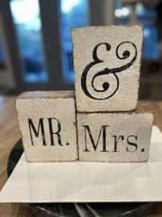 RUSTIC MARLIN RECLAIMED WOOD Block Set Of 3 Mr. & Mrs. Wedding Shower Decor