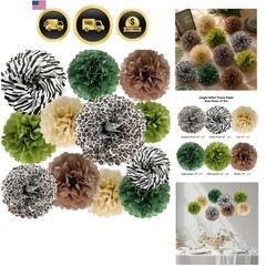 Jungle Safari Tissue Paper Pom Poms Wild Animal Leopard Zebra Print Cheetah P…