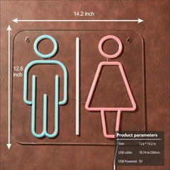 Restroom Neon Sign for Wall Decor, Toilet LED Business Neon Signs Lights for …