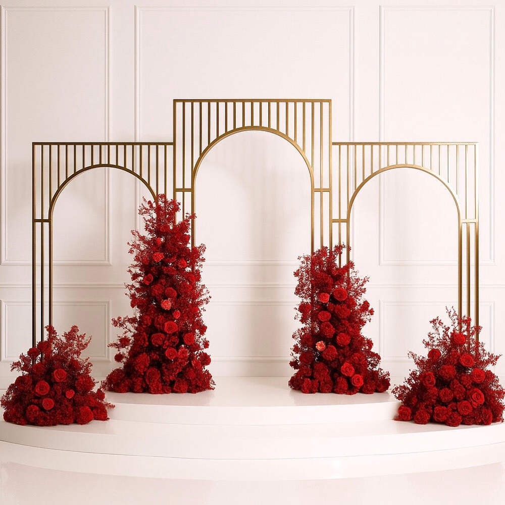 Arched Shiny Gold Tubed Wedding Backdrop Stands