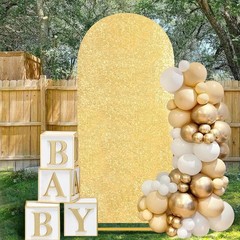 Arch Backdrop Cover 6.6FT Gold Sequin Covers Wedding Spandex Fitted Arch Covers