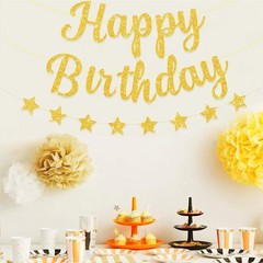 Gold Glitter Happy Birthday Banner for Adult/Kids Birthday Party Decorations …