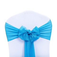 25/50/100/150/200 Chiffon Chair Sashes 7.5″ Wider Fuller Bow Wedding Party Décor