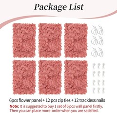 Artificial Flower Wall Panel – Set of 6 Dusty Pink Fake Silk Hydrangea Floral