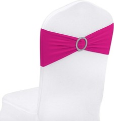 50pcs Fuchsia Spandex Chair Sashes with Buckle Slider for Wedding, Party Deco…