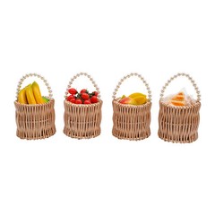 8Pcs Handmade Wicker Flower Baskets Natural Wood Color For Wedding Party Decor
