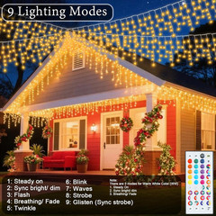 Color Changing Christmas Icicle Lights with Remote, 35 Colors 9 Modes Halloween