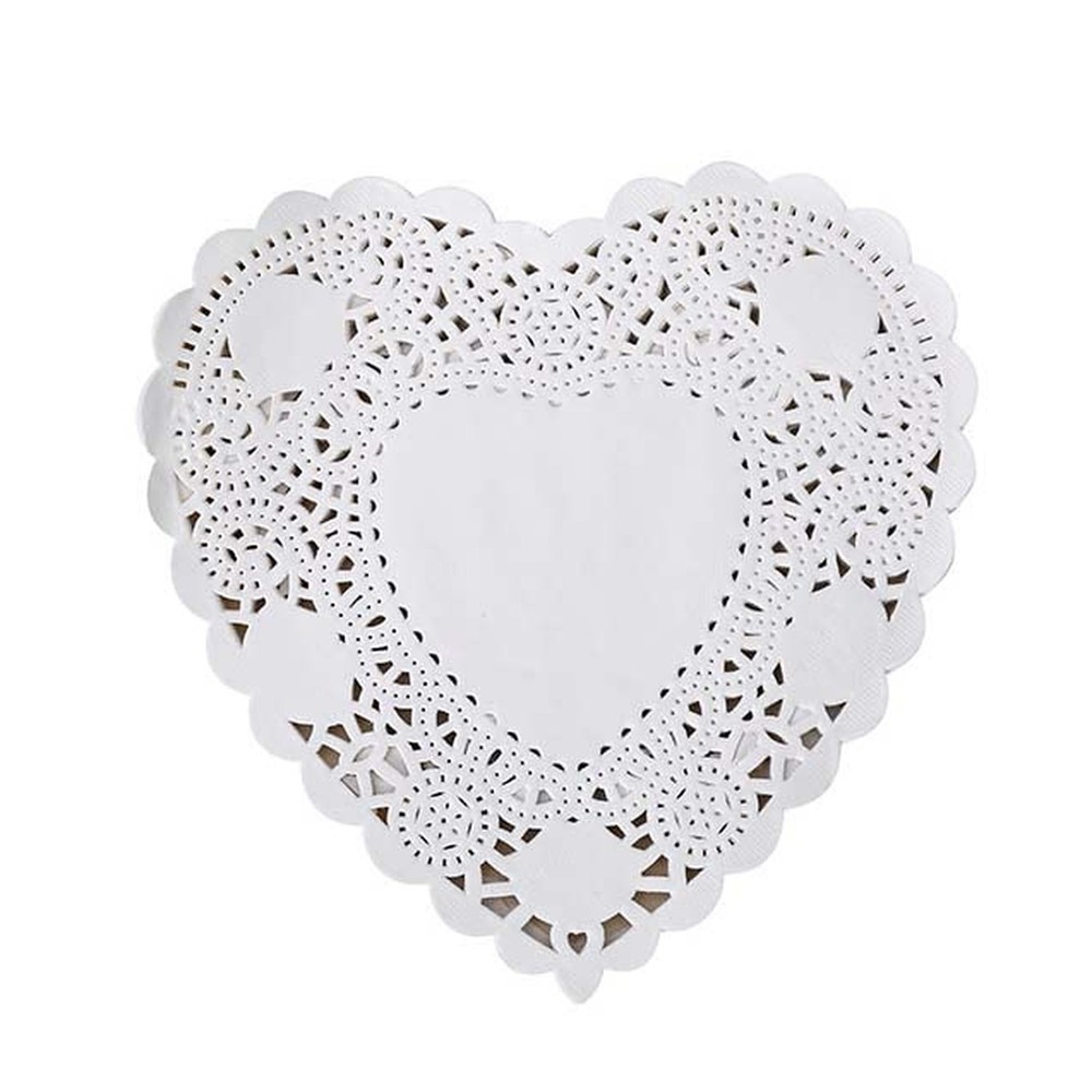 8 Inch Heart White Lace Paper Doilies for Wedding Decoration Valentine’s Day …