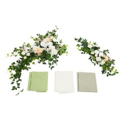Wedding Arch Draping Fabric 26.2 x 2.5FT Green Rose Artificial Flower Decor