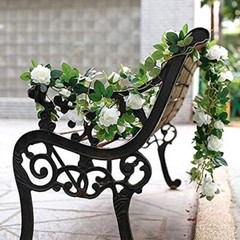 Wedding Decor Chiffon 2 Chair Sashes,2 Artificial Silk Rose Garland,12Ft Ribbon