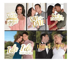 Engagement & Wedding Word Props, 7-Pack – Stunning White & Gold Foil Decorations