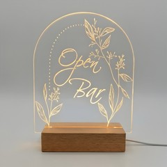 LED Light-Up Acrylic Event Sign for Ceremony | Open Bar Sign