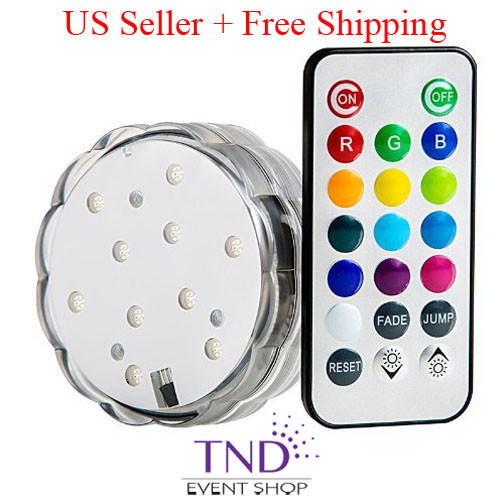 MULTICOLOR (10) LED SUBMERSIBLE PARTY LIGHT BASE WITH REMOTE CONTROL -BULK PRICE