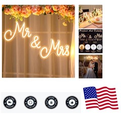 25×7 Inches Mr and Mrs LED Neon Sign – Perfect for Wedding & Reception Decor