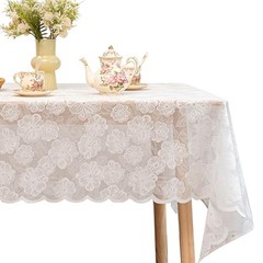 White Lace Tablecloth 54 X 54 Inches Square 54″ x 54″ (Square) Camellia White