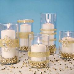 2 Rolls Gold/Silver Diamond Mesh Rhinestone Crystal Ribbon Wrap Various Sizes