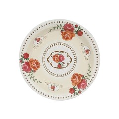 25 IVORY 7″ Paper Round Plates with Vintage Rose Flower Print Wedding Events