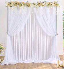 White Tulle Backdrop Curtains for Baby Shower Party Wedding Photo Drape Backdrop