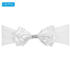 20Pcs 12″x8″ Chair Sash Bow Spandex Stretch Chair Cover Band Sashes White